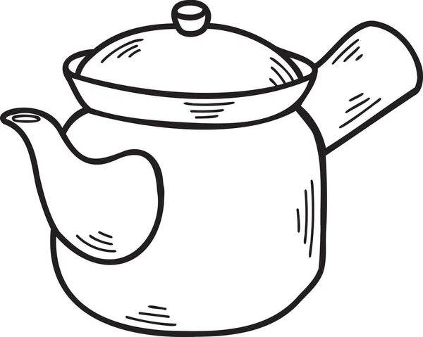 Yapımı Çaydanlık Çin Japon Yemek Çizimleri Arka Planda Izole Edilmiş — Stok Vektör