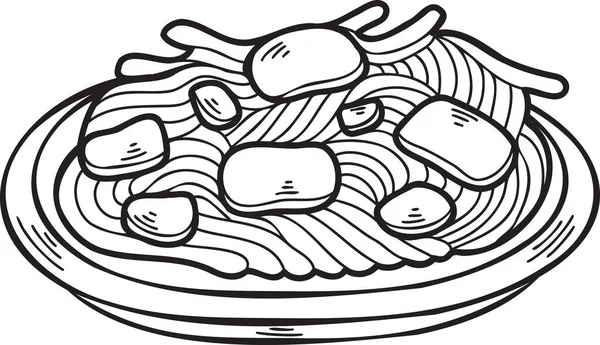 Nouilles Dessinées Main Illustration Alimentaire Chinoise Japonaise Isolée Sur Fond — Image vectorielle