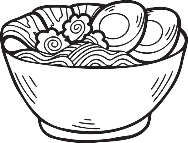 Nouilles Dessinées Main Ramen Illustration Alimentaire Chinoise Japonaise Isolée Sur — Image vectorielle