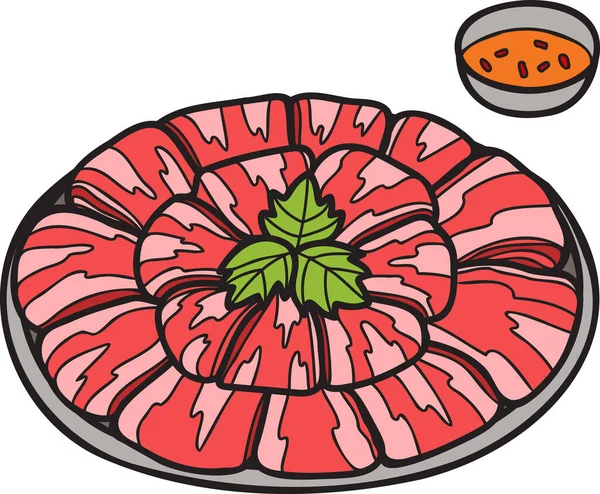 Viande Dessinée Main Pour Pot Chaud Illustration Alimentaire Chinoise Japonaise — Image vectorielle