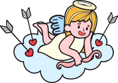 Arkaplanda bulut çizimi olan El Çekimi Aşk Tanrısı