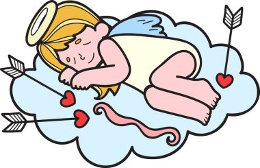 Arkaplanda bulut çizimi olan El Çekimi Aşk Tanrısı