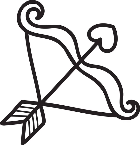 Main Arc Dessiné Flèche Forme Coeur Illustration Isolée Sur Fond — Image vectorielle
