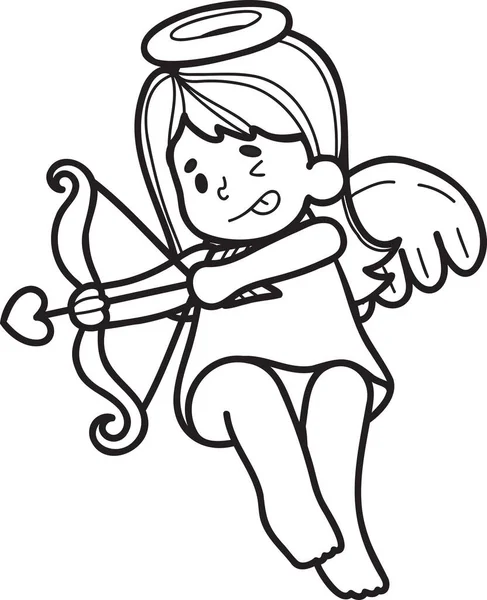 Disegnato Mano Cupido Sta Tirando Una Freccia Illustrazione Isolata Sfondo — Vettoriale Stock