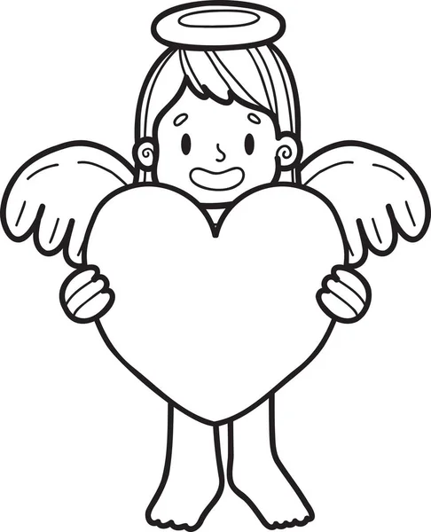 Cupido Desenhado Mão Com Ilustração Coração Isolado Fundo — Vetor de Stock