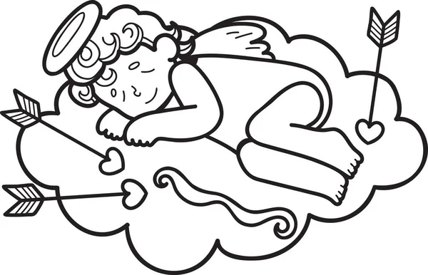 Cupido Desenhado Mão Com Nuvens Ilustração Isolada Fundo — Vetor de Stock