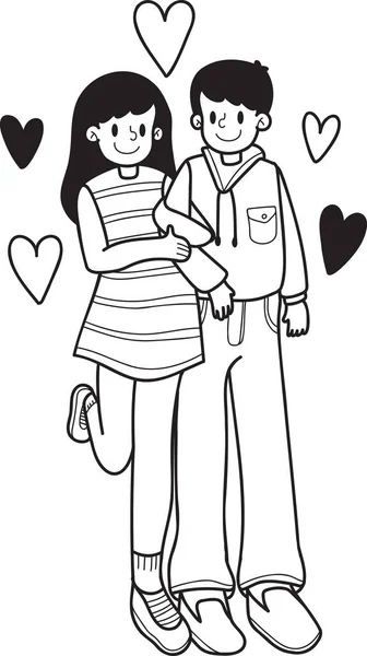 手描きカップル男性と女性の手イラストを背景に隔離 — ストックベクタ