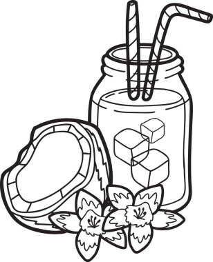 El yapımı hindistan cevizi suyu ve Hindistan cevizi topları arkaplanda izole edilmiş.