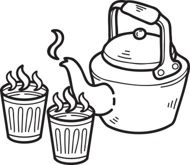 Hand Drawn kettle illustration isolated on background