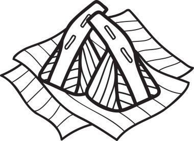 El yapımı Tayland tatlıları ve arkaplanda izole edilmiş muz yaprakları.