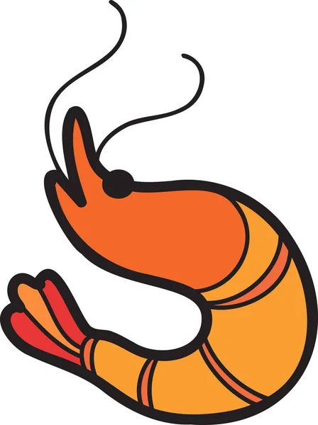 Hand Drawn Boiled Shrimp Thai Food Illustration Isolated Background — Stock Vector