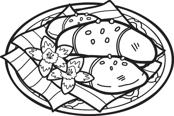 Dessiné Main Durian Riz Collant Illustration Nourriture Thaïlandaise Isolé Sur — Image vectorielle