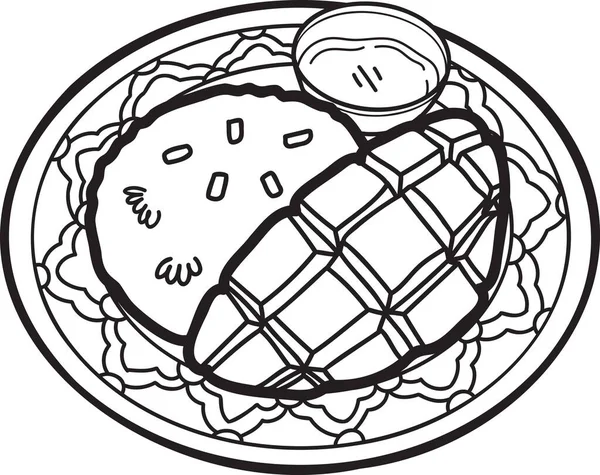 Mangue Dessinée Main Riz Collant Illustration Nourriture Thaïlandaise Isolé Sur — Image vectorielle