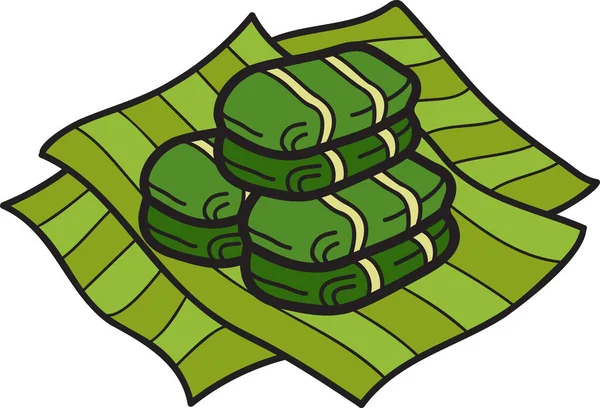 Illustration Dessinée Main Khao Tom Mud Desserts Thaïlandais Isolée Sur — Image vectorielle