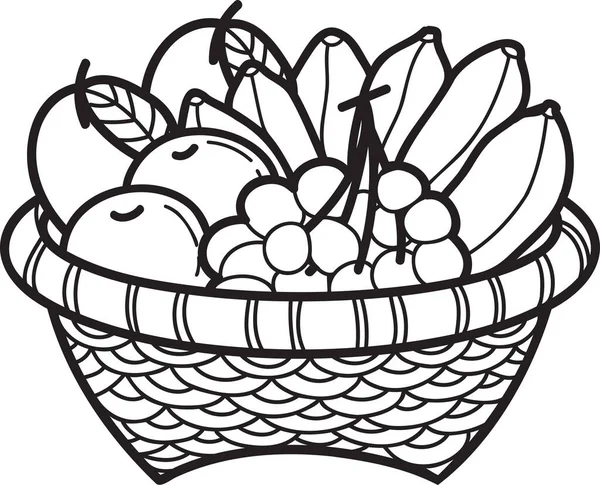 Hand Drawn Fruit Basket Illustration Isolated Background — Stock Vector