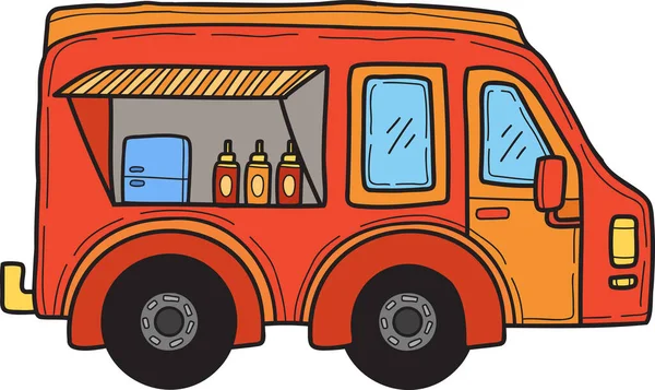 Handgezeichnete Food Truck Illustration Isoliert Auf Dem Hintergrund — Stockvektor