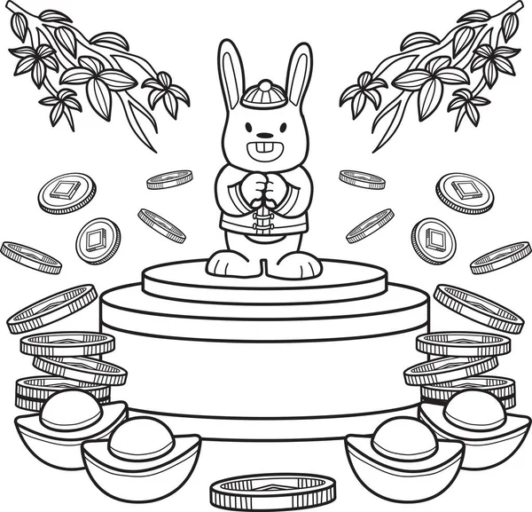 Hand Drawn Rabbit Money Illustration Isolated Background — Stock Vector