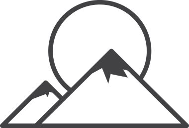 Arka planda izole edilmiş dağ ve güneş çizimi