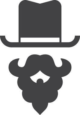 Arka planda çok az izole edilmiş şapka ve sahte bıyık çizimi