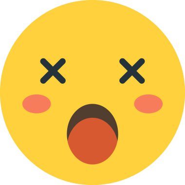 Arka planda izole edilmiş asgari biçimdeki şok yüz emoji illüstrasyonu