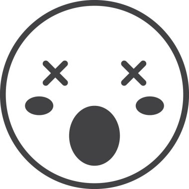 Arka planda izole edilmiş asgari biçimdeki şok yüz emoji illüstrasyonu