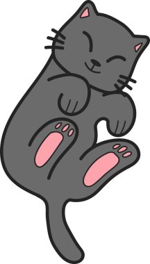 Hand Drawn Sleeping cat showing belly illustration in doodle style isolated on background