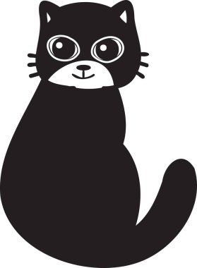 Hand Drawn cute cat smile illustration in doodle style isolated on background
