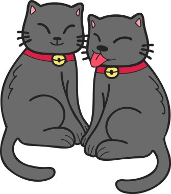 Hand Drawn cute cat smile illustration in doodle style isolated on background