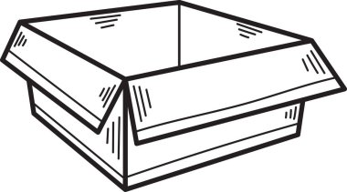 Hand Drawn open box illustration in doodle style isolated on background