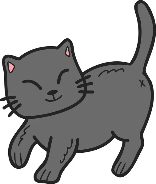 Hand Drawn Walking Cat Illustration Doodle Style Isolated Background — Image vectorielle