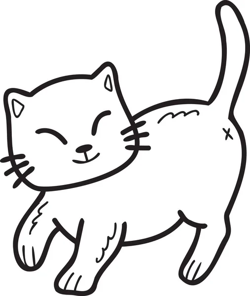 Hand Drawn Walking Cat Illustration Doodle Style Isolated Background — Image vectorielle