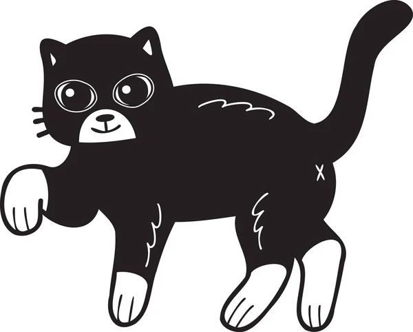 Hand Drawn Walking Cat Illustration Doodle Style Isolated Background — Stockvector