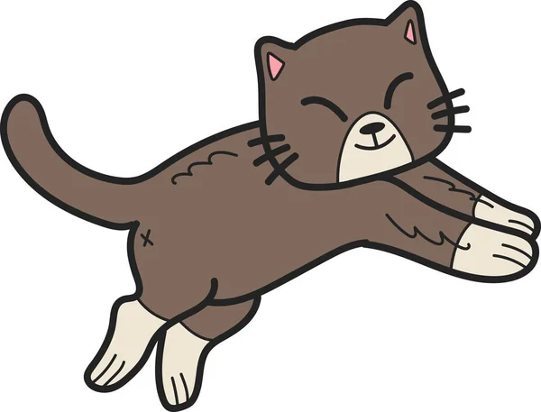 Hand Drawn Jumping Cat Illustration Doodle Style Isolated Background — Wektor stockowy