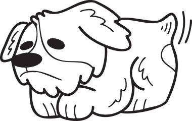 Hand Drawn Corgi Dog is sad illustration in doodle style isolated on background