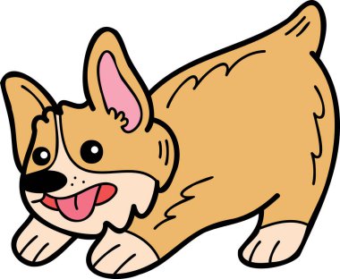 Hand Drawn Corgi Dog playing illustration in doodle style isolated on background