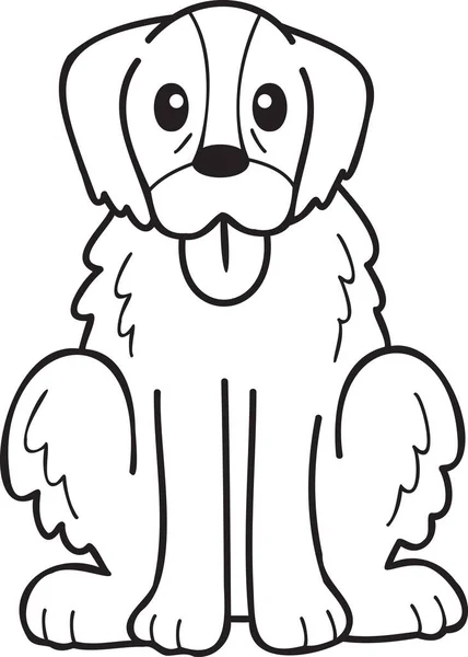 Hand Drawn Golden Retriever Dog Sitting Waiting Owner Illustration Doodle — Stock Vector