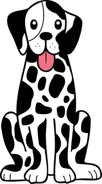 Hand Drawn Dalmatian Dog Sitting Waiting Owner Illustration Doodle Style — Stockový vektor