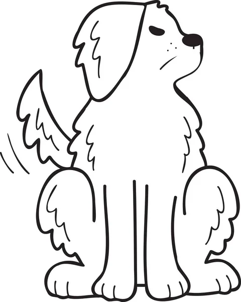 Hand Drawn Angry Golden Retriever Dog Illustration Doodle Style Isolated — Stockvektor