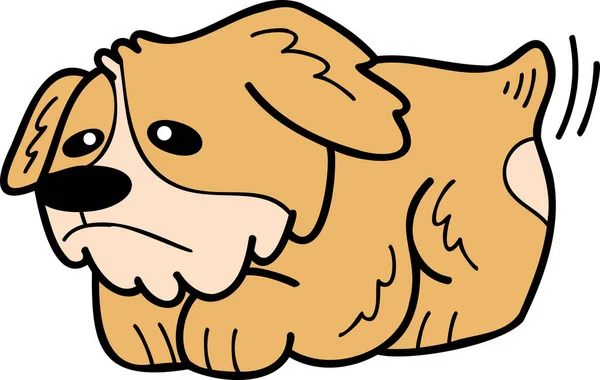 Hand Drawn Corgi Dog Sad Illustration Doodle Style Isolated Background — Stockvector