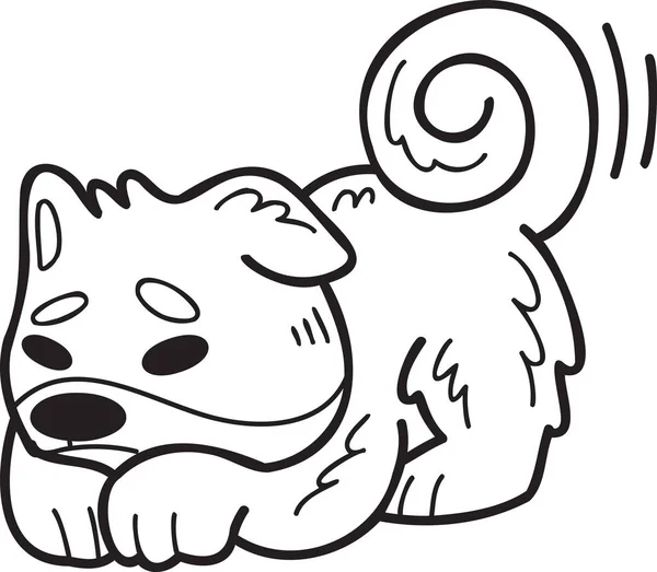 Hand Drawn Shiba Inu Dog Sad Illustration Doodle Style Isolated — Vector de stock