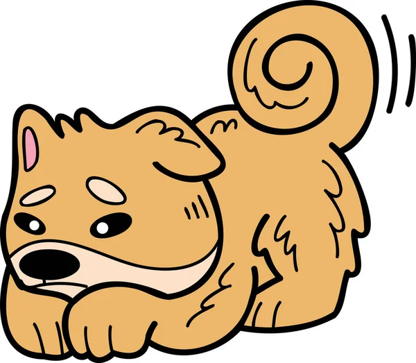 Hand Drawn Shiba Inu Dog Sad Illustration Doodle Style Isolated — Stock Vector