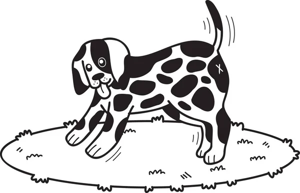 Hand Drawn Dalmatian Dog Walking Illustration Doodle Style Isolated Background — Stockový vektor