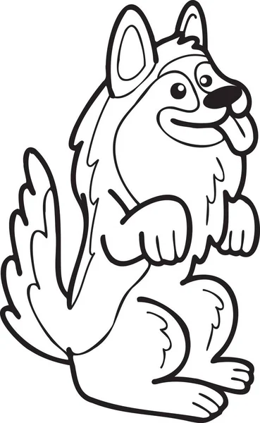 Hand Drawn German Shepherd Dog Begging Owner Illustration Doodle Style — Stok Vektör