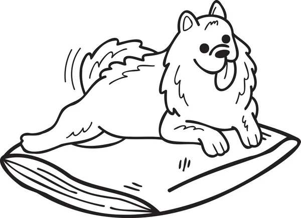 Hand Drawn Sleeping Samoyed Dog Illustration Doodle Style Isolated Background — Stok Vektör