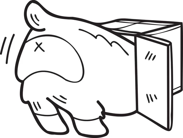 Hand Drawn Corgi Dog Playing Box Illustration Doodle Style Isolated — Wektor stockowy