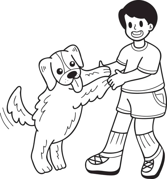 Hand Drawn Golden Retriever Dog Begging Owner Illustration Doodle Style — Stockvector