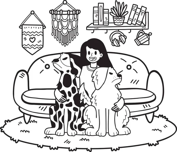Hand Drawn Dog Angry Owner Illustration Doodle Style Isolated Background — Wektor stockowy