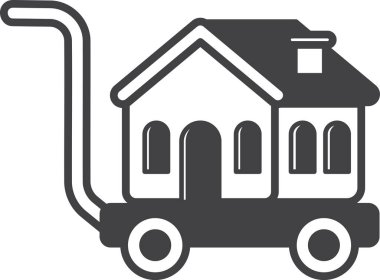 house with warehouse cart illustration in minimal style isolated on background