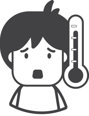the patient has a fever illustration in minimal style isolated on background