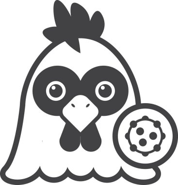chicken and virus illustration in minimal style isolated on background